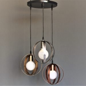 Μεταλλικό κρεμαστό φωτιστικό οροφής με λάμες τρίφωτo