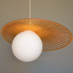 Ξύλινο κρεμαστό φωτιστικό οροφής μονόφωτo