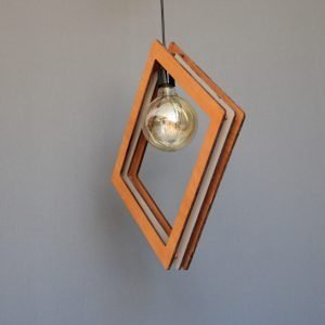 Ξύλινο κρεμαστό φωτιστικό οροφής μονόφωτo