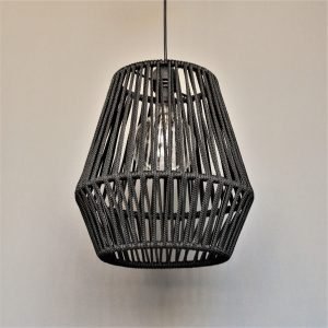 Κρεμαστό φωτιστικό οροφής μονόφωτo από μαύρο σχοινί