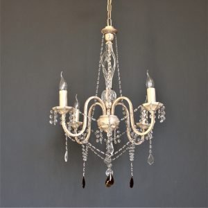 Τετράφωτο φωτιστικό οροφής αντικέ με γυαλί και κρυσταλλάκια