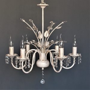 Εξάφωτο φωτιστικό οροφής αντικέ με φύλλα τριανταφυλλιάς