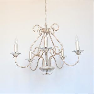 Φωτιστικό οροφής πεντάφωτο σε λευκή απόχρωση με πατίνα χρυσό