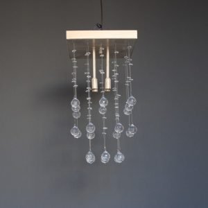 Τετράφωτο φωτιστικό οροφής εκρού-πατίνα χρυσό με κρύσταλλα