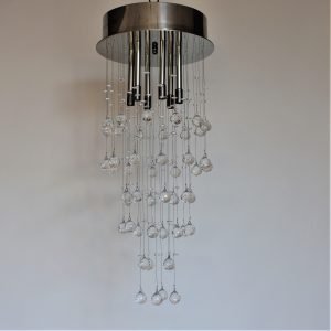 Εξάφωτο φωτιστικό οροφής νίκελ με κρύσταλλα