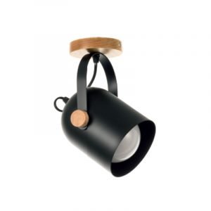 Επιτοίχιο σποτ από μαύρο μέταλλο και ξύλο