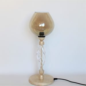 Επιτραπέζιο φωτιστικό εκρού με πατίνα χρυσό και μελί γυαλί