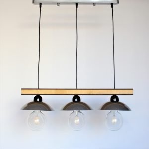 Κρεμαστό φωτιστικό από ξύλο και νίκελ μέταλλο τρίφωτο