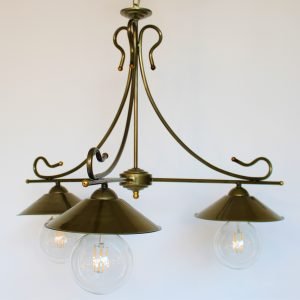 Φωτιστικό οροφής τρίφωτο σε μπρούτζινο-λαδί χρώμα