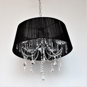 Φωτιστικό κρεμαστό με υφασμάτινο καπέλο και κρύσταλλα