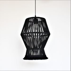 Μονόφωτο φωτιστικό οροφής από σχοινί σε μαύρη απόχρωση