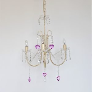 Τρίφωτο κρεμαστό φωτιστικό σε εκρού πατίνα